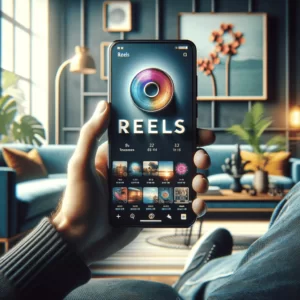 Homem com celular na mão comprar visualizações reels